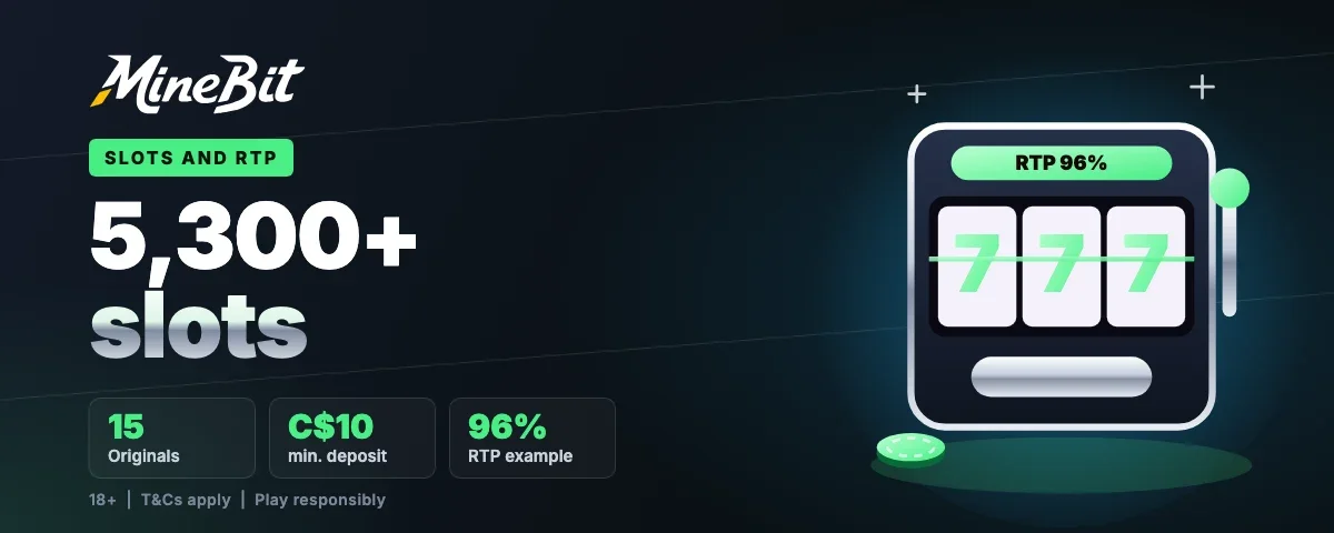 MineBit Casino slots: 5,300+ games and 15 Originals, with an RTP calculator in C$